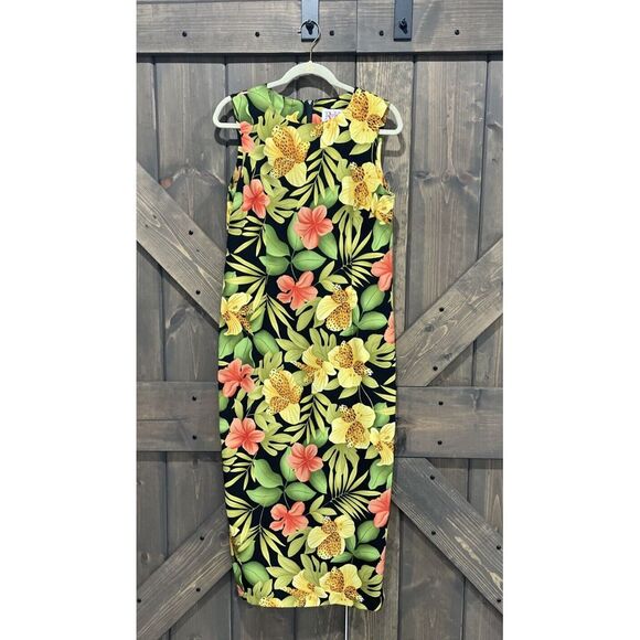 R&K Originals Tropical‎ Floral Sleeveless Maxi Dress Side Slit with Button Sz 10 - Picture 1 of 9